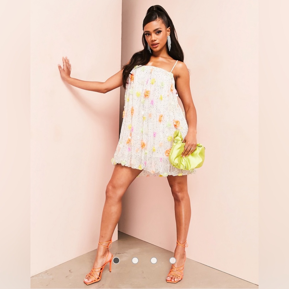 ASOS LUXE 3D Embellished Floral Bubble Mini Dress - Size 8 (US)